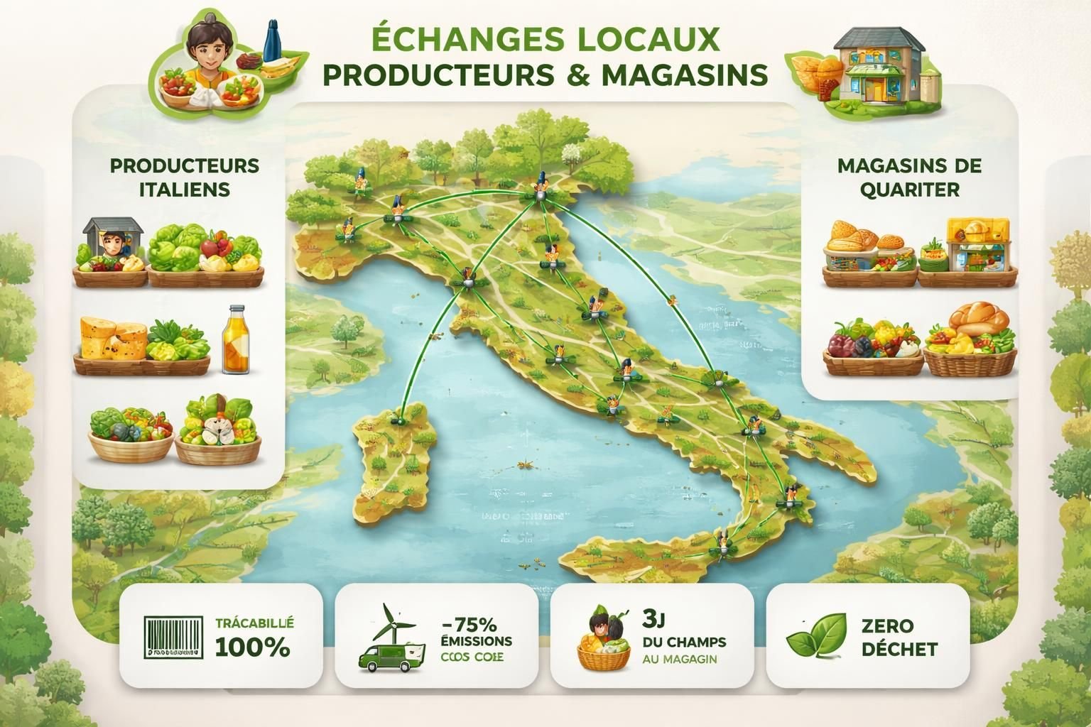 découvrez comment promouvoir un commerce durable et local en alliant produits italiens de qualité et circuits courts internationaux pour soutenir les producteurs et réduire l'empreinte écologique.