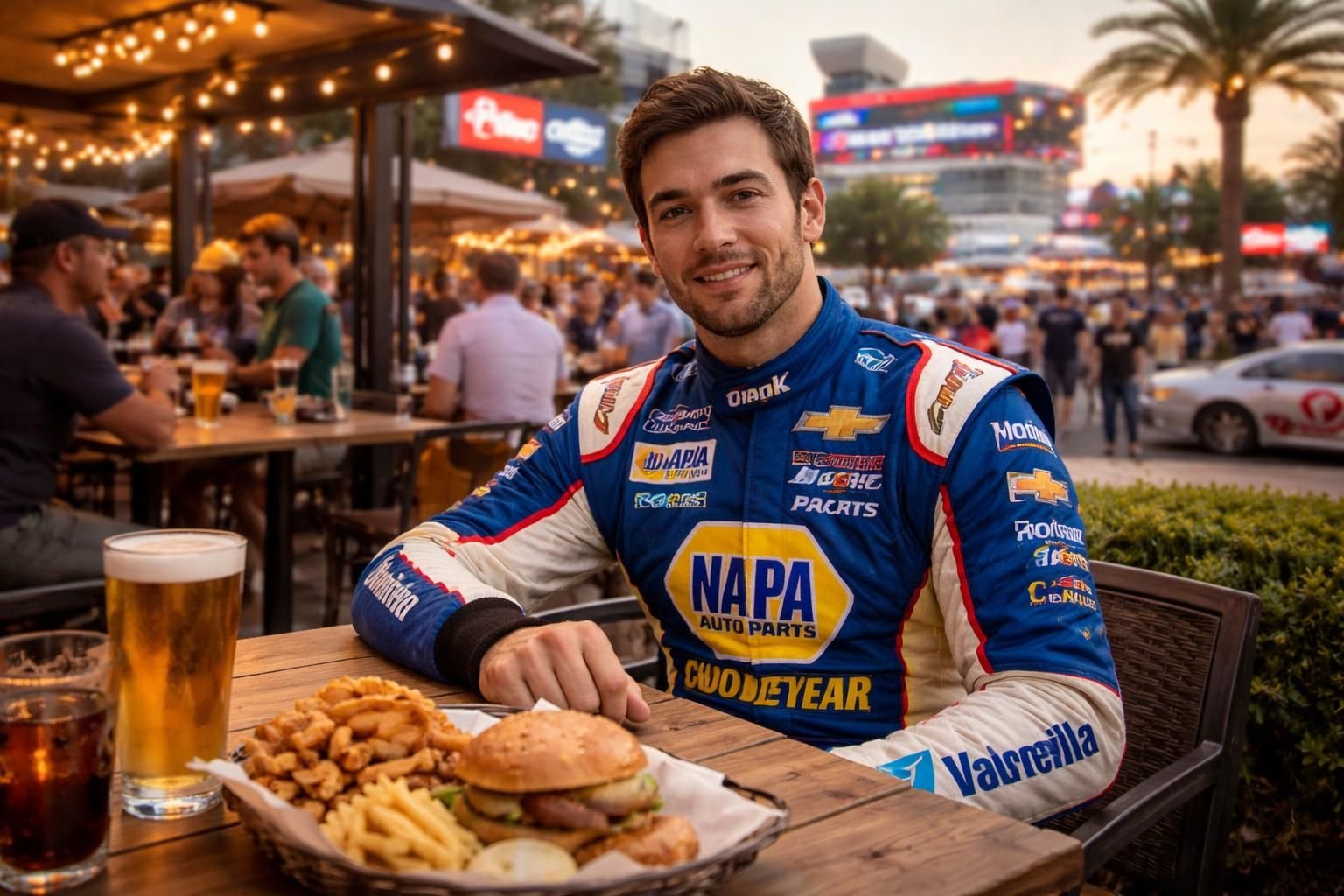 un pilote nascar a été aperçu en train de dîner au one daytona avant la célèbre course coke zero 400, offrant un moment de détente avant la compétition.
